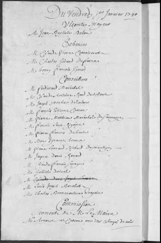 Registre des délibérations municipales 1er janvier - 31 décembre 1740