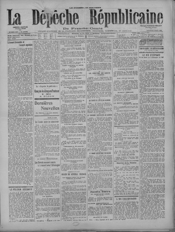 06/08/1920 - La Dépêche républicaine de Franche-Comté [Texte imprimé]