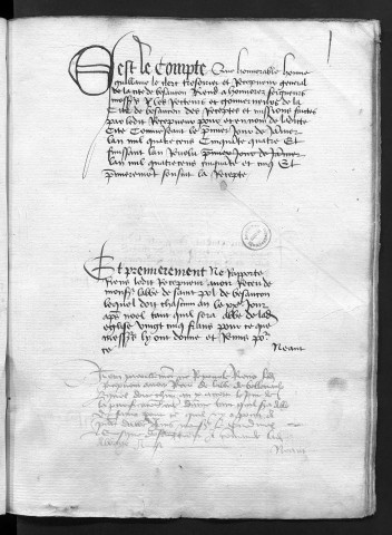 Comptes de la Ville de Besançon, recettes et dépenses, Compte de Guillaume Le Clerc, trésorier et receveur général de la Cité (1er janvier 1455 - 1er janvier 1456)