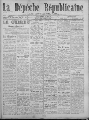 20/12/1916 - La Dépêche républicaine de Franche-Comté [Texte imprimé]