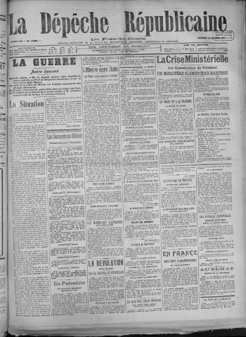 16/11/1917 - La Dépêche républicaine de Franche-Comté [Texte imprimé]