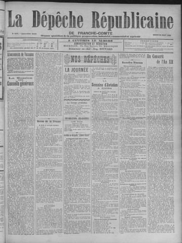 24/08/1909 - La Dépêche républicaine de Franche-Comté [Texte imprimé]