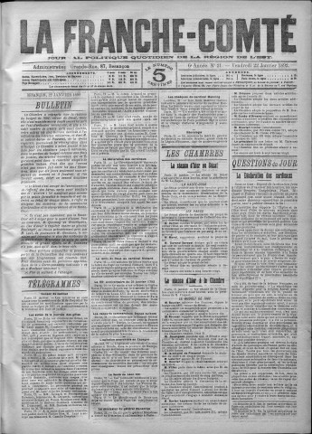 22/01/1892 - La Franche-Comté : journal politique de la région de l'Est