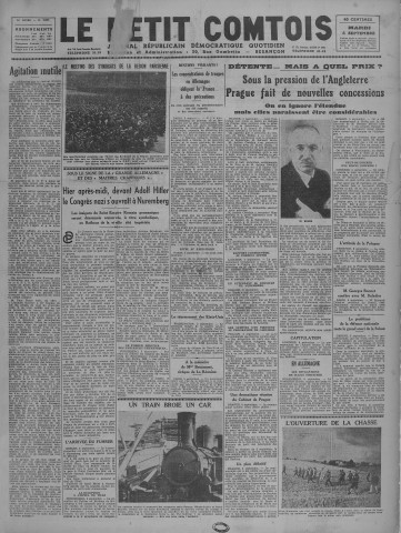 06/09/1938 - Le petit comtois [Texte imprimé] : journal républicain démocratique quotidien
