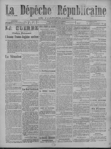 07/09/1916 - La Dépêche républicaine de Franche-Comté [Texte imprimé]