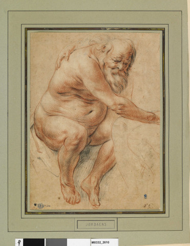 Homme nu assis, vu légèrement de profil à droite