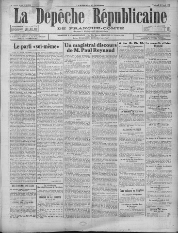 15/04/1932 - La Dépêche républicaine de Franche-Comté [Texte imprimé]