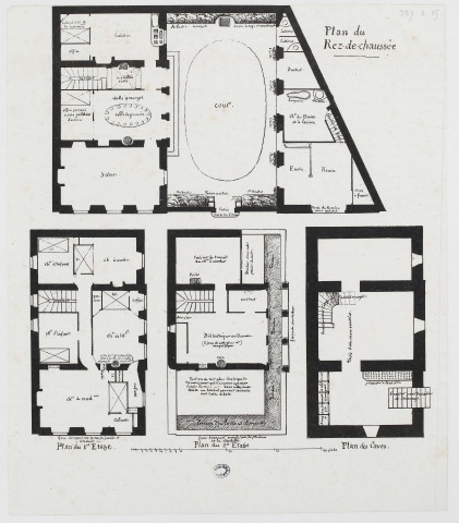 Rue Sainte Anne, maison n° 10, bâtie par mr l'architecte Marnotte [image fixe] : Plan de tous les étages et caves , 1800/1899