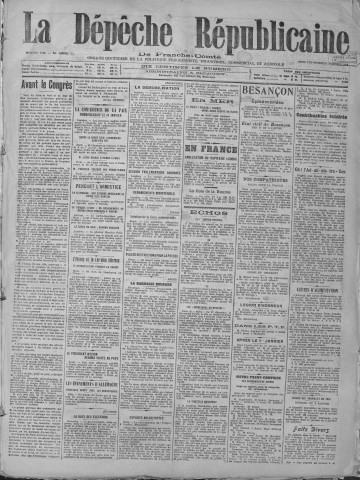 02/01/1919 - La Dépêche républicaine de Franche-Comté [Texte imprimé]