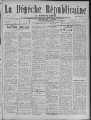 04/11/1909 - La Dépêche républicaine de Franche-Comté [Texte imprimé]