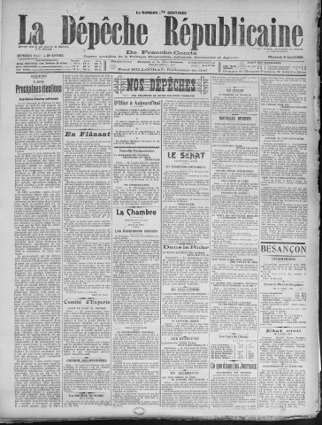 09/04/1924 - La Dépêche républicaine de Franche-Comté [Texte imprimé]