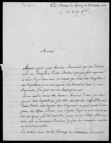 Ms 1901 - Correspondance de Charles Weiss (tome XIV) : de Bousson de Mairet à Buguet
