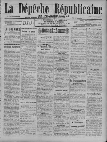 01/10/1907 - La Dépêche républicaine de Franche-Comté [Texte imprimé]