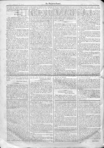 31/12/1857 - La Franche-Comté : organe politique des départements de l'Est