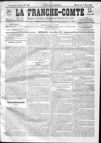 07/05/1861 - La Franche-Comté : organe politique des départements de l'Est