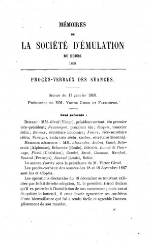 01/01/1868 - Mémoires de la Société d'émulation du Doubs [Texte imprimé]