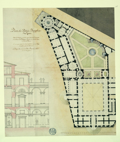 Plan et coupe du palais Borghèse à Rome / Pierre-Adrien Pâris , [S.l.] : [P.-A. Pâris], [1700-1800]