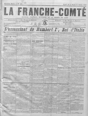 30/07/1900 - La Franche-Comté : journal politique de la région de l'Est