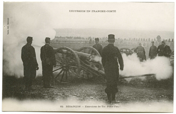 Excursion en Franche-Comté. Besançon. Exercices de Tir. Pièce Feu ! [image fixe] , Besançon : Teulet, 1901/1908