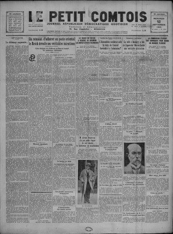 12/09/1934 - Le petit comtois [Texte imprimé] : journal républicain démocratique quotidien