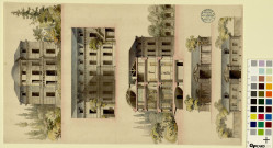 Plan de deux maisons bâties en 1771, pour Messieurs Tassin frères, négociants à Orléans. Elévations et coupe / Pierre-Adrien Pâris , [S.l.] : [P.-A. Pâris], [1771]