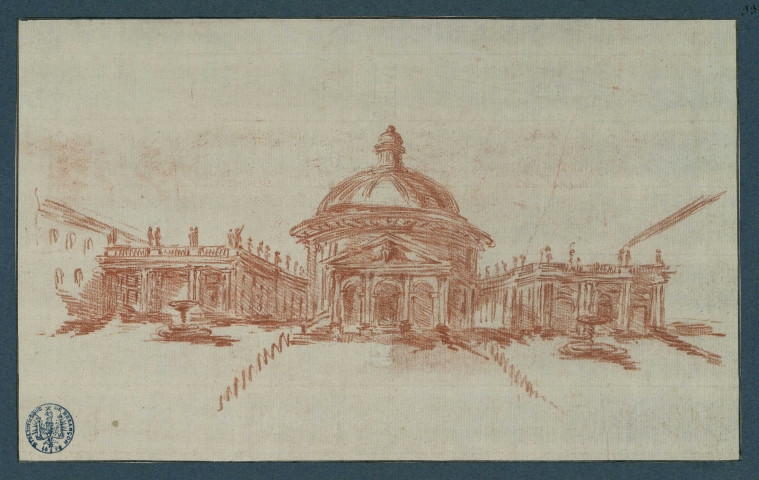 Vue de l'église Santa Maria Assunta in Cielo à l'Ariccia , [Rome], [vers 1760-1770]