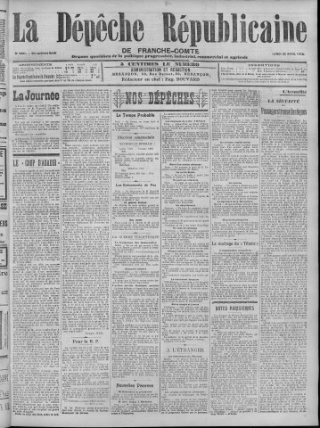 22/04/1912 - La Dépêche républicaine de Franche-Comté [Texte imprimé]