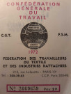 1MDT74 - Confédération générale du travail (C.G.T.), Fédération des travailleurs du textile et des industries rattachées : carte de membre nominative (1972).