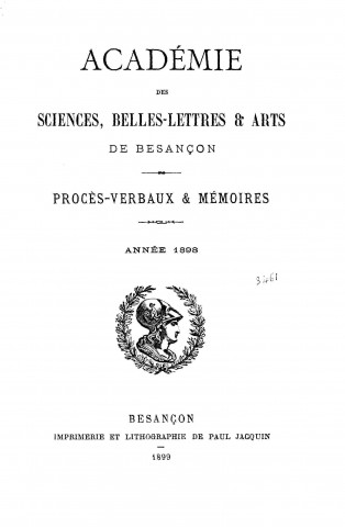 01/01/1898 - Procès verbaux et mémoires [Texte imprimé] /