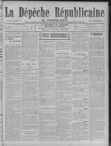 13/12/1909 - La Dépêche républicaine de Franche-Comté [Texte imprimé]