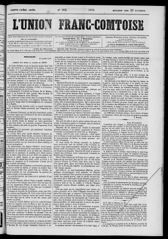 29/11/1876 - L'Union franc-comtoise [Texte imprimé]