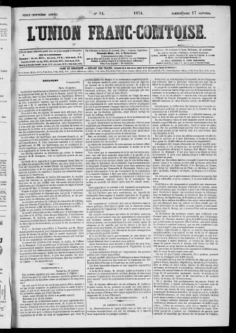 17/01/1874 - L'Union franc-comtoise [Texte imprimé]