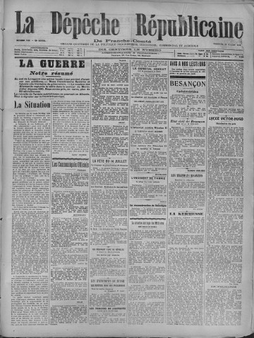 14/07/1918 - La Dépêche républicaine de Franche-Comté [Texte imprimé]