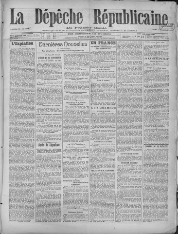 01/07/1919 - La Dépêche républicaine de Franche-Comté [Texte imprimé]