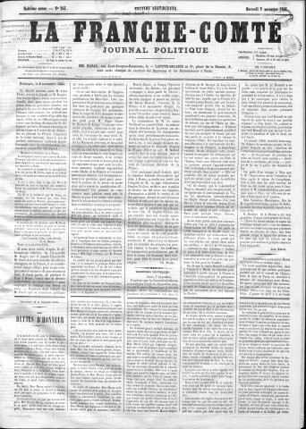 09/11/1864 - La Franche-Comté : organe politique des départements de l'Est