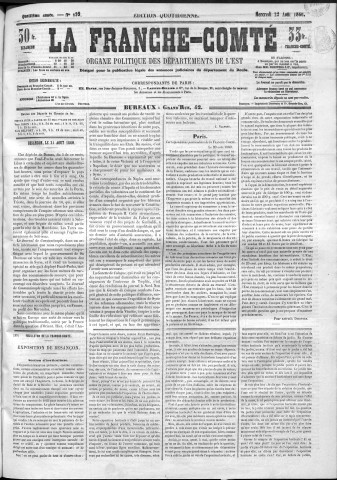 22/08/1860 - La Franche-Comté : organe politique des départements de l'Est
