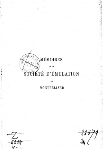 01/01/1894 - Mémoires de la Société d'émulation de Montbéliard [Texte imprimé]