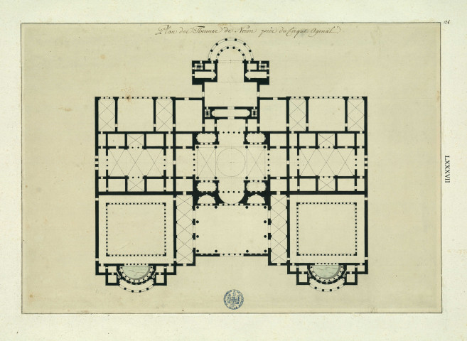 Plan des thermes de Néron près du cirque Agonal / Pierre-Adrien Pâris , [S.l.] : [P.-A. Pâris], [1700-1800]