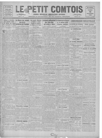 14/12/1929 - Le petit comtois [Texte imprimé] : journal républicain démocratique quotidien