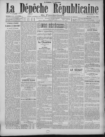 23/08/1924 - La Dépêche républicaine de Franche-Comté [Texte imprimé]
