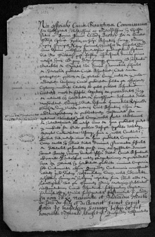 Ms 1296-11 - Testaments provenant de l'officialité de Besançon : 1647/1648