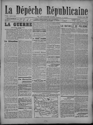 04/08/1915 - La Dépêche républicaine de Franche-Comté [Texte imprimé]