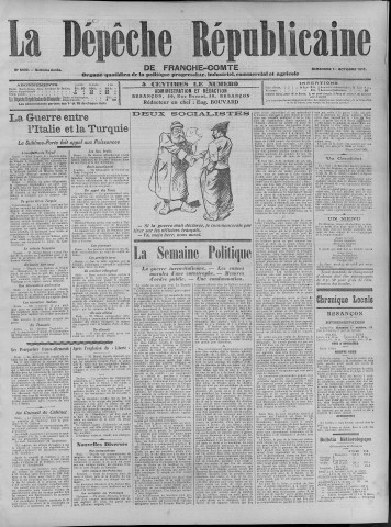 01/10/1911 - La Dépêche républicaine de Franche-Comté [Texte imprimé]