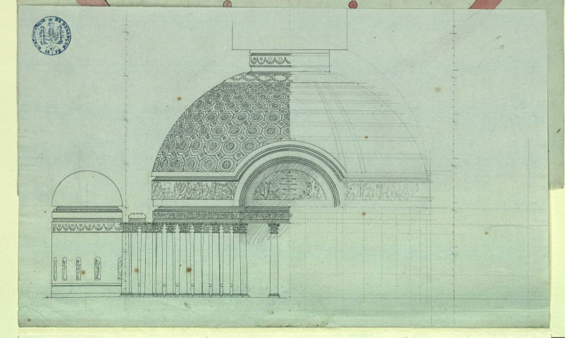 Elévation d'un temple. Projet de décor de théâtre / Pierre-Adrien Pâris , [S.l.] : [P.-A. Pâris], [1700-1800]