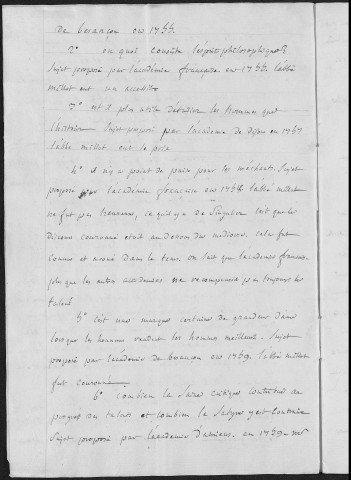 Ms Baverel 64 - « Notice sur la vie et les ouvrages de M. l'abbé Millot, vicaire général de Lyon, de l'Académie française », par l'abbé J.-P. Baverel