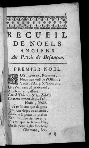 Recueil de noëls anciens, au patois de Besançon