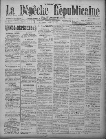 09/08/1925 - La Dépêche républicaine de Franche-Comté [Texte imprimé]