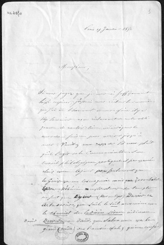 Ms 2970 (tome XXIX) - Lettres adressées à P.-J. Proudhon : Vaillant à Yenne