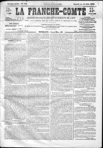 21/06/1862 - La Franche-Comté : organe politique des départements de l'Est