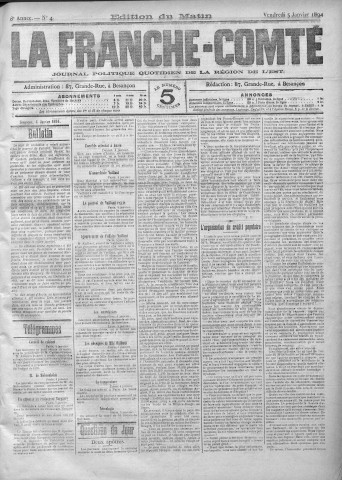 05/01/1894 - La Franche-Comté : journal politique de la région de l'Est